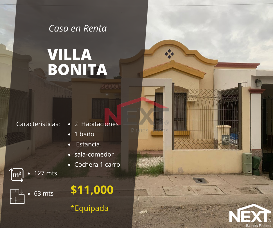 Casa en Renta en Hermosillo , Villa Bonita, , 2 recámaras, 1.0 baños