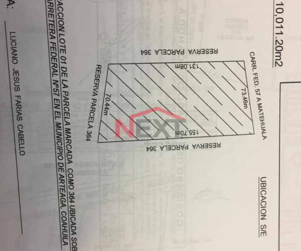 RENTO 10.000M2 DE TERRENO  EN ARTEAGA EN CARRETERA 57  CERCA  A LA  UAdeC