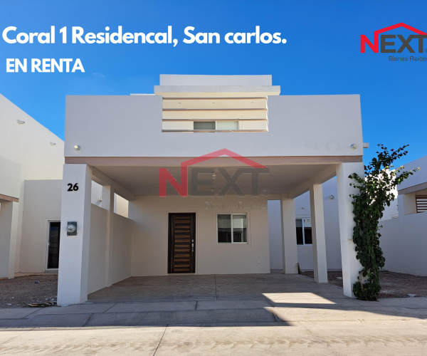 RENTA CASA EQUIPADA EN SAN CARLOS, CORAL 1 FRENTE A AREA COMÚN CON ALBERCO Y JUEGOS INFANTILES.