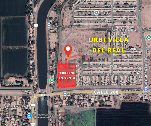 TERRENO EN VENTA UBICADO EN CALLE 200 Y BORDO DEL CANAL URBI VILLA DEL REAL