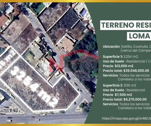 TERRENO COMERCIAL EN VENTA EN COLONIA LOMA BLANCA CARRETERA A LOS VALDES