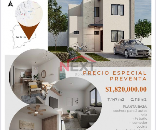 CASAS EN DESARROLLO EN PRIVADA AL SURESTE 2 PLANTAS y COCHERA PRECIO ESPECIAL DE PREVENTA, SE ACEPTA CREDITO INFONAVIT