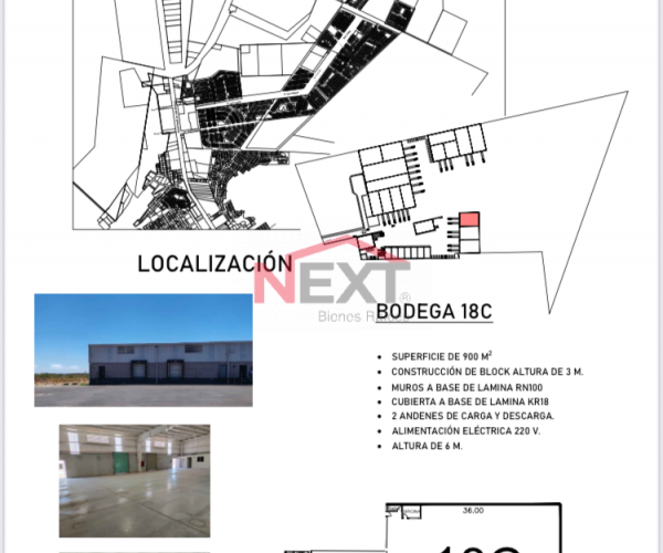 SE RENTA BODEGA 18C DE 900M2 EN PARQUE INDUSTRIAL HERCAR