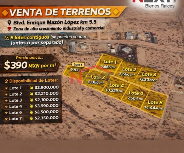 TERRENO VENTA SOBRE BLVD ENRIQUE MAZON LOPEZ KM 5.5